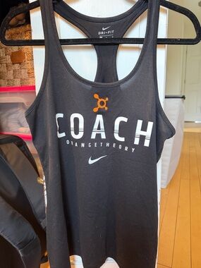 Nike Black Dri-FIT COACH Tank with Orange Accent